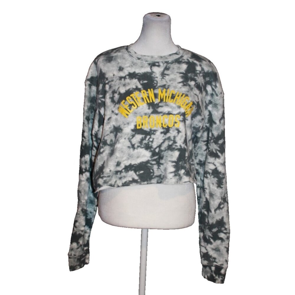 Western Michigan Broncos Champion Cropped Sweatshirt Grey Tie-Dye Women’s Size S